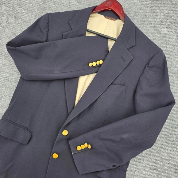 Joseph & Feiss Other - Joseph & Feiss Navy Blue Wool Blazer Gold Crest Buttons USA Made Culwell & Son
